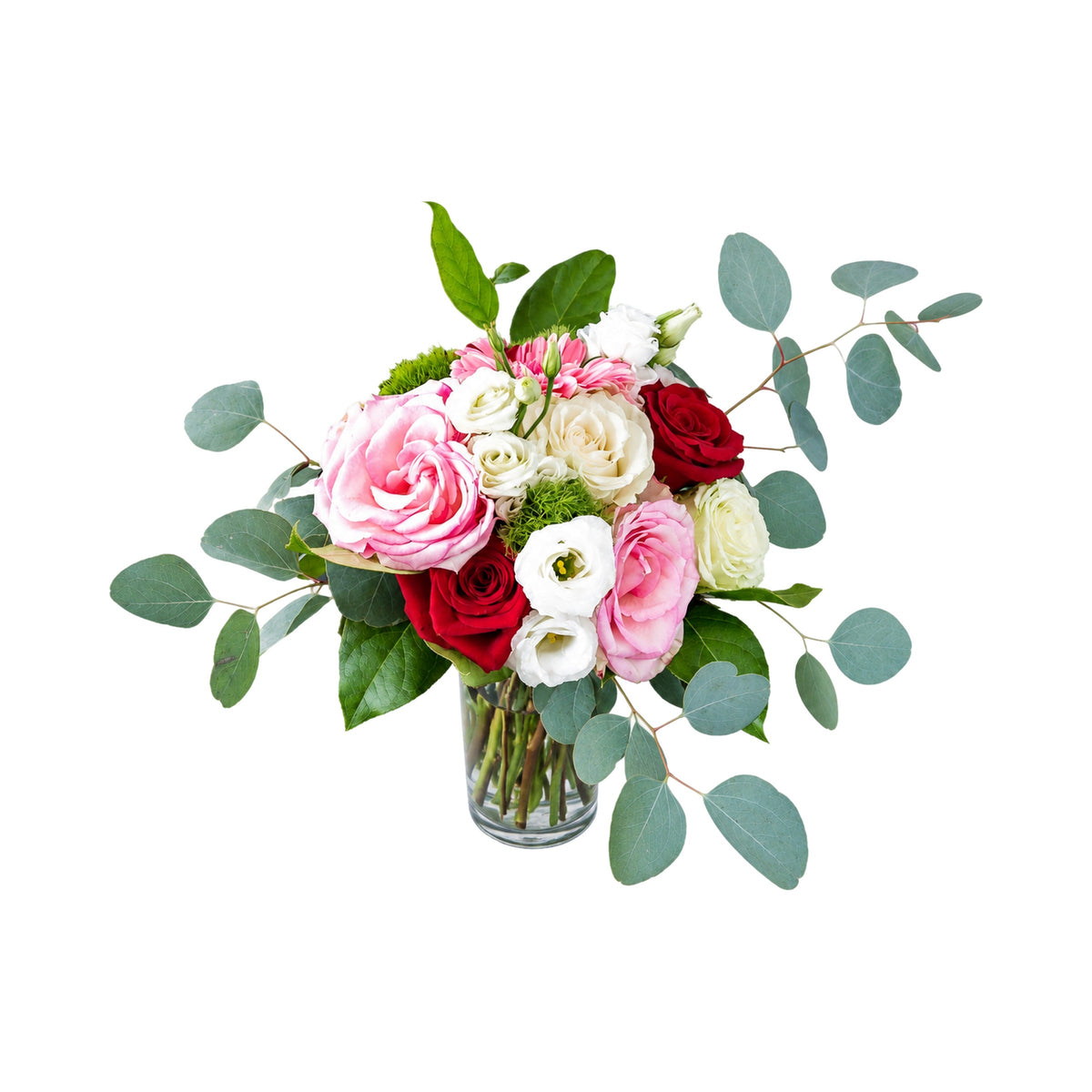 Roses et eucalyptus